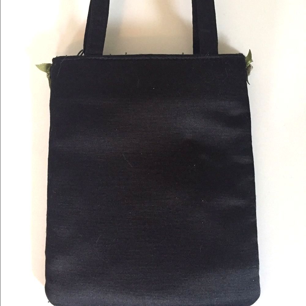 [Bloomingdale's] Small Black Silk Flower Evening Bag - Picture 3 of 4